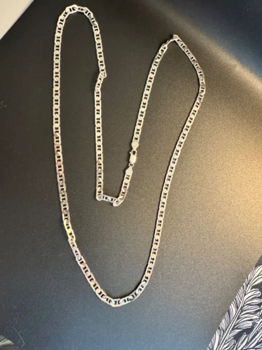 48g Italian Sterling Silver Roughly 35" Long Mariner Chain Necklace 925